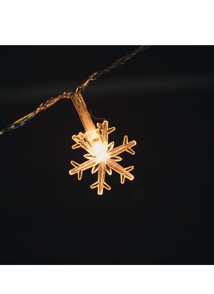 Oasis Casa 3M 20 LED Snowflake Fairy String Lights – Warm White, Battery Operated (2x AA), Constant On, Christmas Winter Decor for Bedroom, Wall, Window, Party, Indoor & Outdoor Ambience  - Image 4