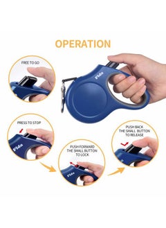 fida Retractable Dog Leash, 16ft Heavy Duty Pet Walking Leash for Small Dog or Cat up to 26 lbs, Tangle Free. One-Hand Brake (Small,Navy Blue)  - Image 4