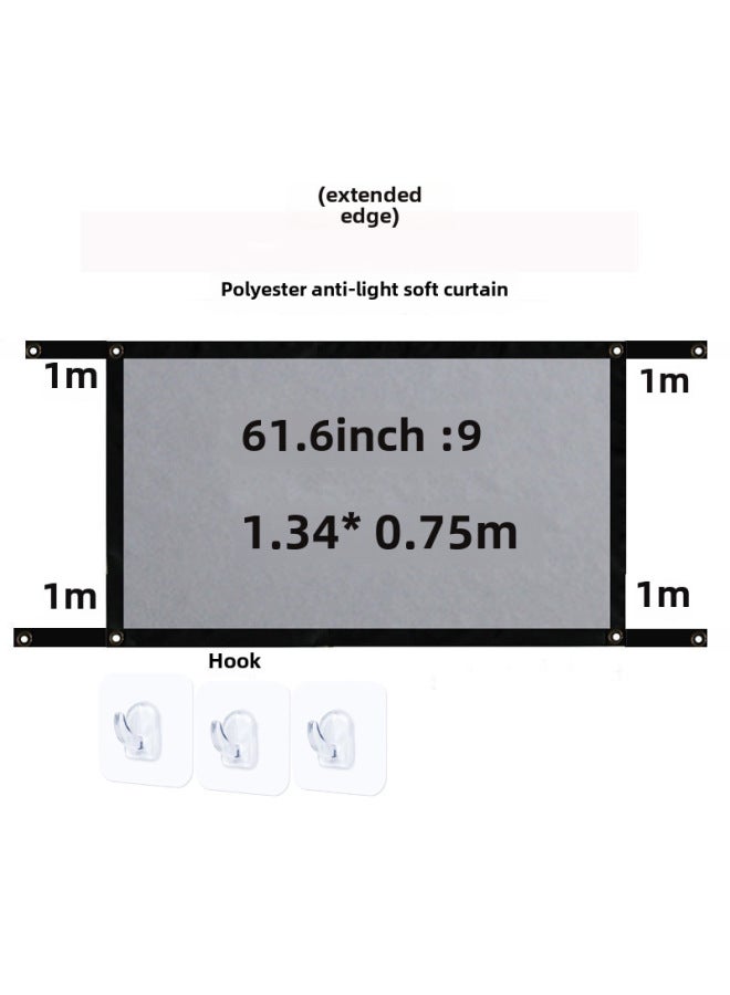Neutral Polyester Simple Folding Soft Curtain 100 Inch 120 Inch Outdoor Portable Hd Projector Screen With Hook - Image 1