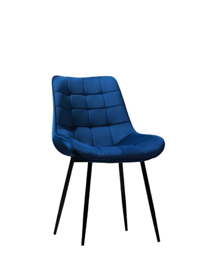 Wooden Twist Stow Design Modern Cafe Dining Chair Metal Legs - Blue  - Image 3