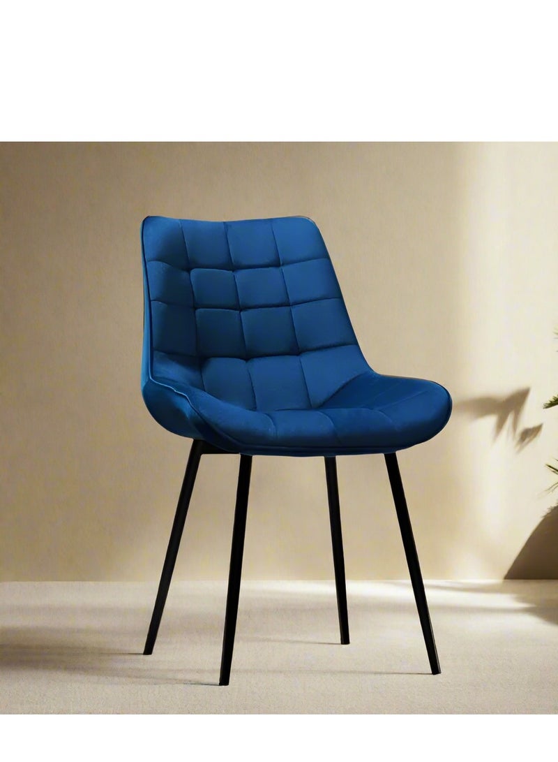 Wooden Twist Stow Design Modern Cafe Dining Chair Metal Legs - Blue  - Image 1