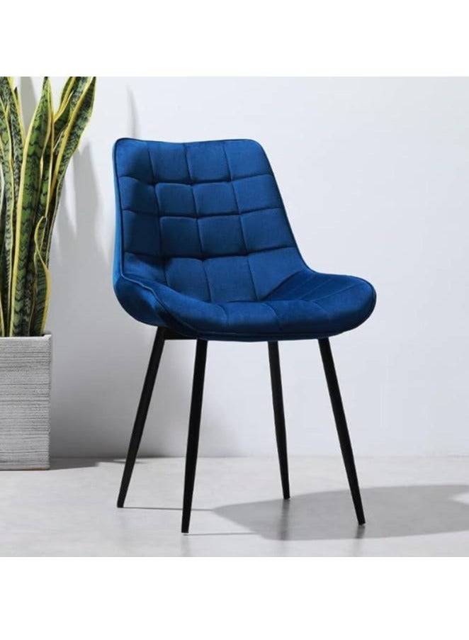 Wooden Twist Stow Design Modern Cafe Dining Chair Metal Legs - Blue  - Image 2