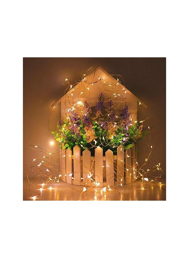 Wishlink Pack of 2Pcs 33ft 100 LEDs Outdoor String Lights Battery Operated Fairy Lights 8 Mode Waterproof Copper Wire Lights for Bedroom, Garden, Easter, Xmax Decoration (Warm White) - Image 3
