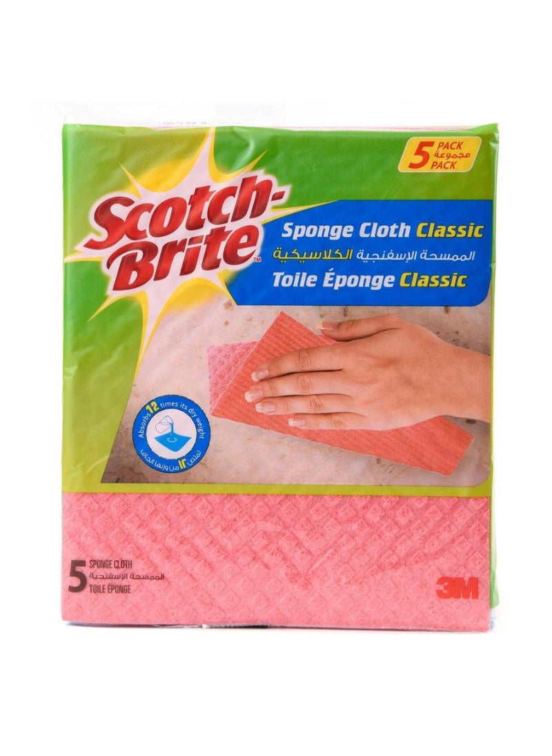 Scotch Brite Classic Pink Sponge Cloth 5Pcs
