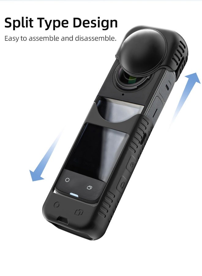 Silicone Protective Case for Insta360 X4 with Lens Cap, Anti-Fall Hand Strap, and Protective Cover for Enhanced Safety of Insta360 X4 Camera.  - Image 3