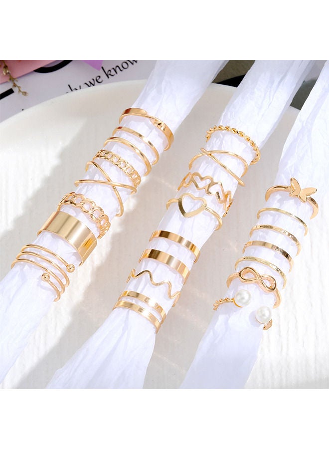 Depend 22 Pieces Elegant Style Geometric Pattern Ring Set, Boho Dainty Stackable Midi Finger Rings, Snake Butterfly Signet Fashion Ring Pack Jewelry Gifts - Image 3