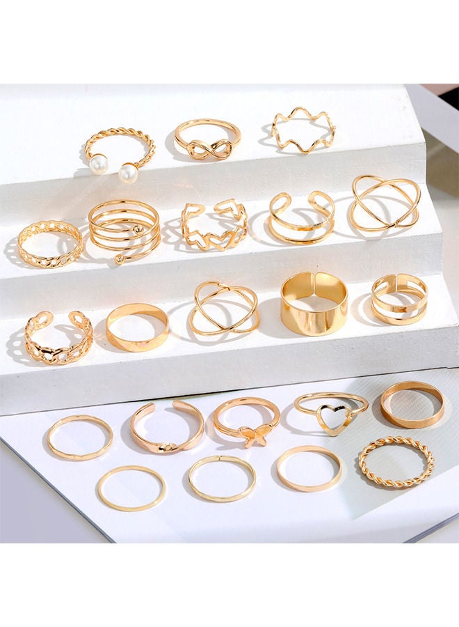 Depend 22 Pieces Elegant Style Geometric Pattern Ring Set, Boho Dainty Stackable Midi Finger Rings, Snake Butterfly Signet Fashion Ring Pack Jewelry Gifts - Image 4