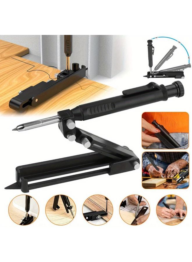 Adjustable Woodworking Marking Scribing Tool With Built In Sharpener 1pc Manual Construction Pencil - Image 1