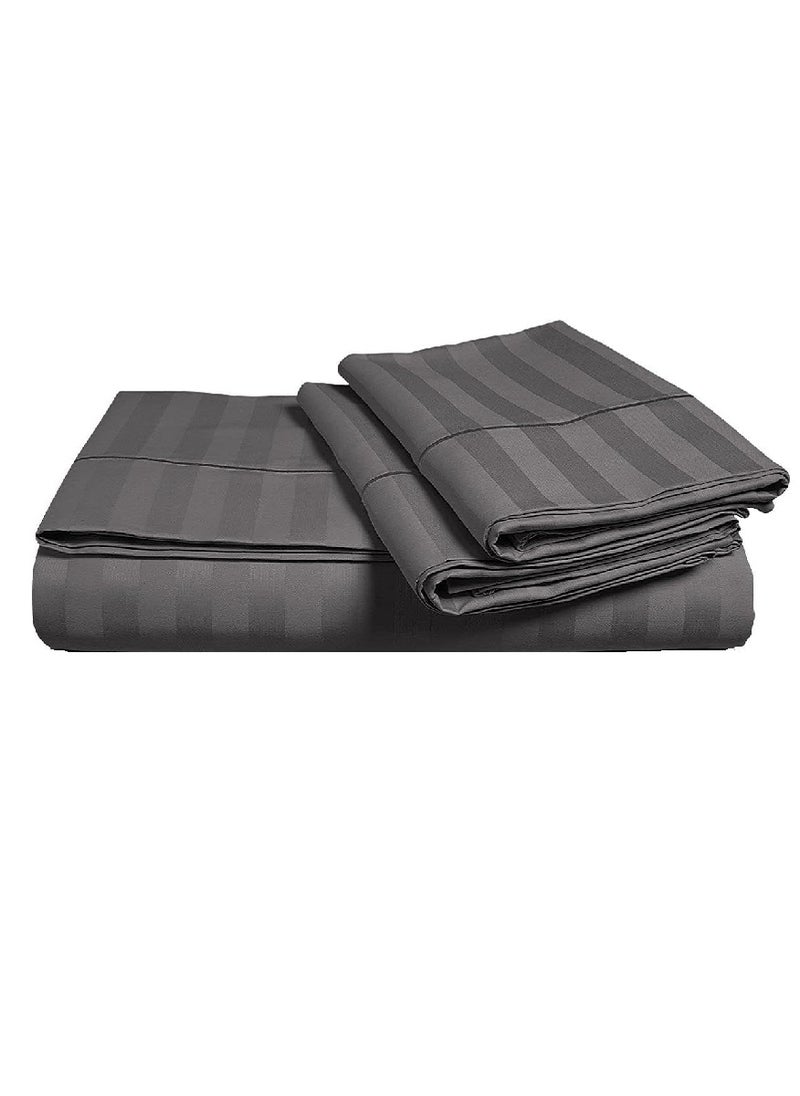 Blueberry Twin Size Stripe Bed Sheet Set 100% Cotton Premium Quality 120x200+15cm - Image 1