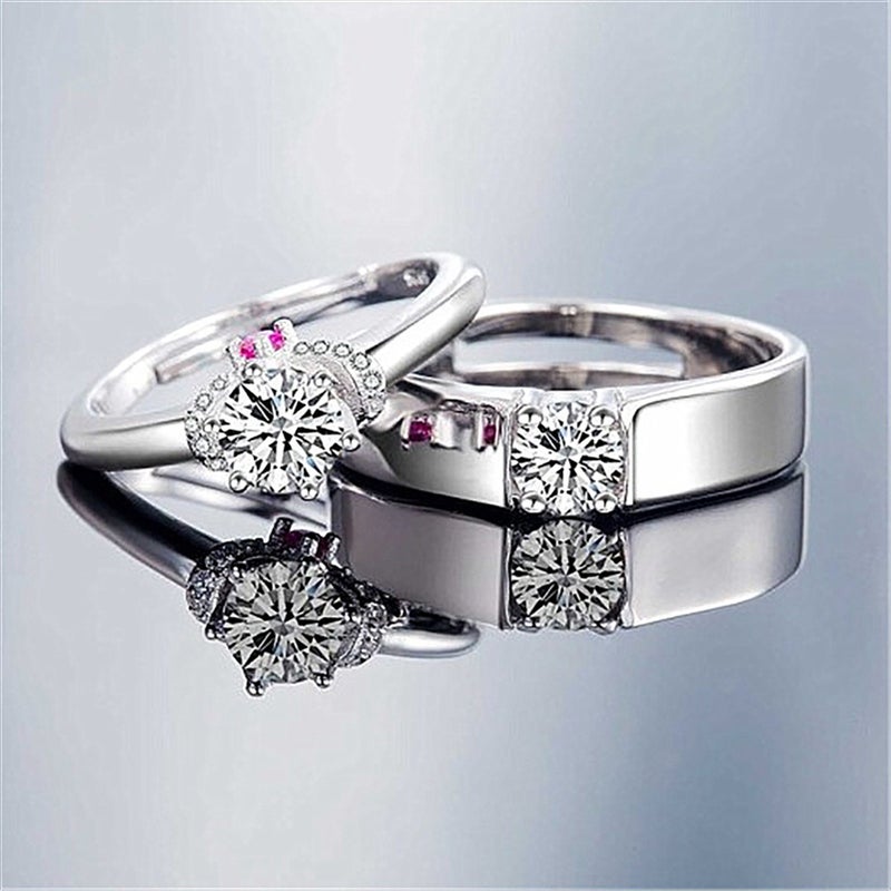 1 Pair Couple Rings Copper Open Men Women Finger Accessory for Proposal Anniversary 1 Pair - Image 1