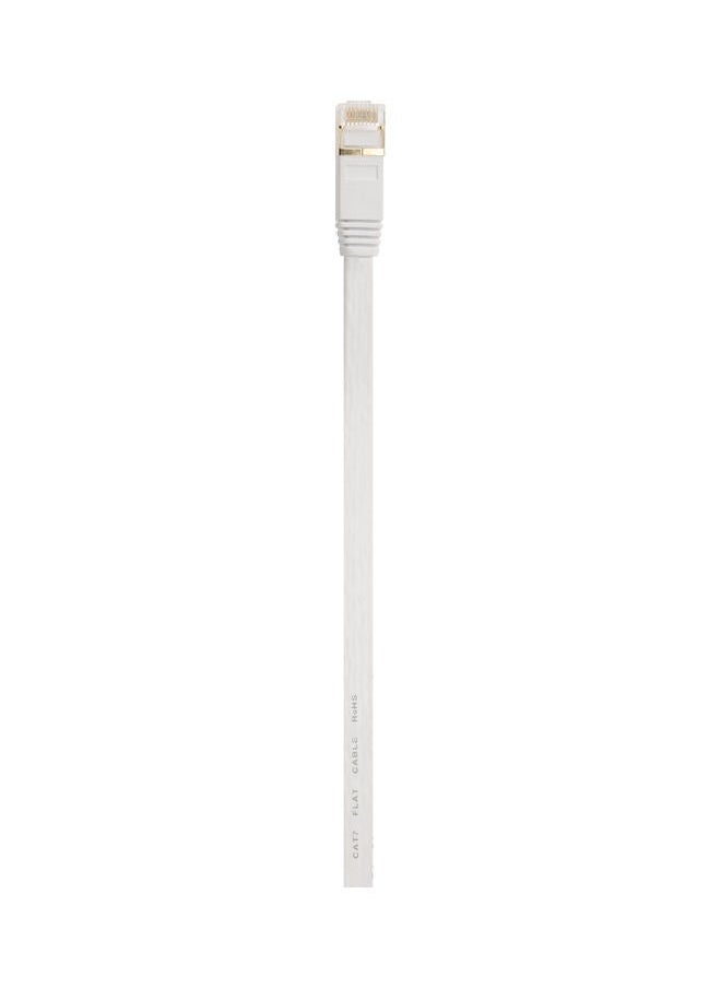 NIBEMINENT - CAT 7 Ethernet Computer Internet Flat Lan Network RJ45 Connector Cable White - Image 1