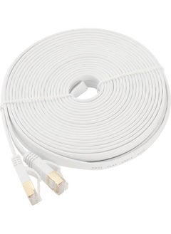 NIBEMINENT CAT 7 Ethernet Computer Internet Flat Lan Network RJ45 Connector Cable White  - Image 1