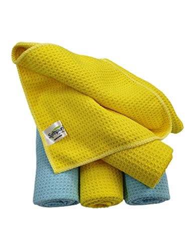 SOFTSPUN Microfiber Drying Cloth, 40x40 Cms 5 Piece Waffle Weave Towel Set 400 GSM Multicolour! Super Absorbent Lint & StreakFree Cloth Cleans and Polishes for Car WindowGlass Office & Home. - Image 2