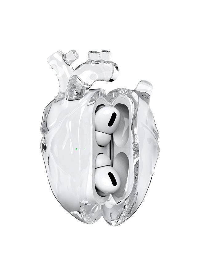808FC Heart Is Suitable For Airpodspro2/3/4 Earphone Shell Liquid Silicone Protective Cover Anti-fall Cross-border-Colour:Transparent Powder-Applicable Model:Airpods Pro  - Image 2