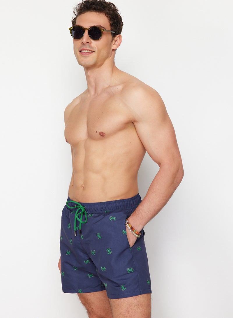trendyol Navy Blue Standard Fit Crab Patterned Swimsuit Swim Shorts Tmnss24Ds00006 - Image 3
