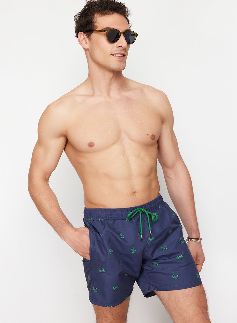 trendyol Navy Blue Standard Fit Crab Patterned Swimsuit Swim Shorts Tmnss24Ds00006 - Image 4