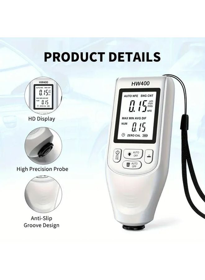 White Digital Coating Thickness Gauge High Precision 0 2000um Dual Fe NFe Probes - Image 3
