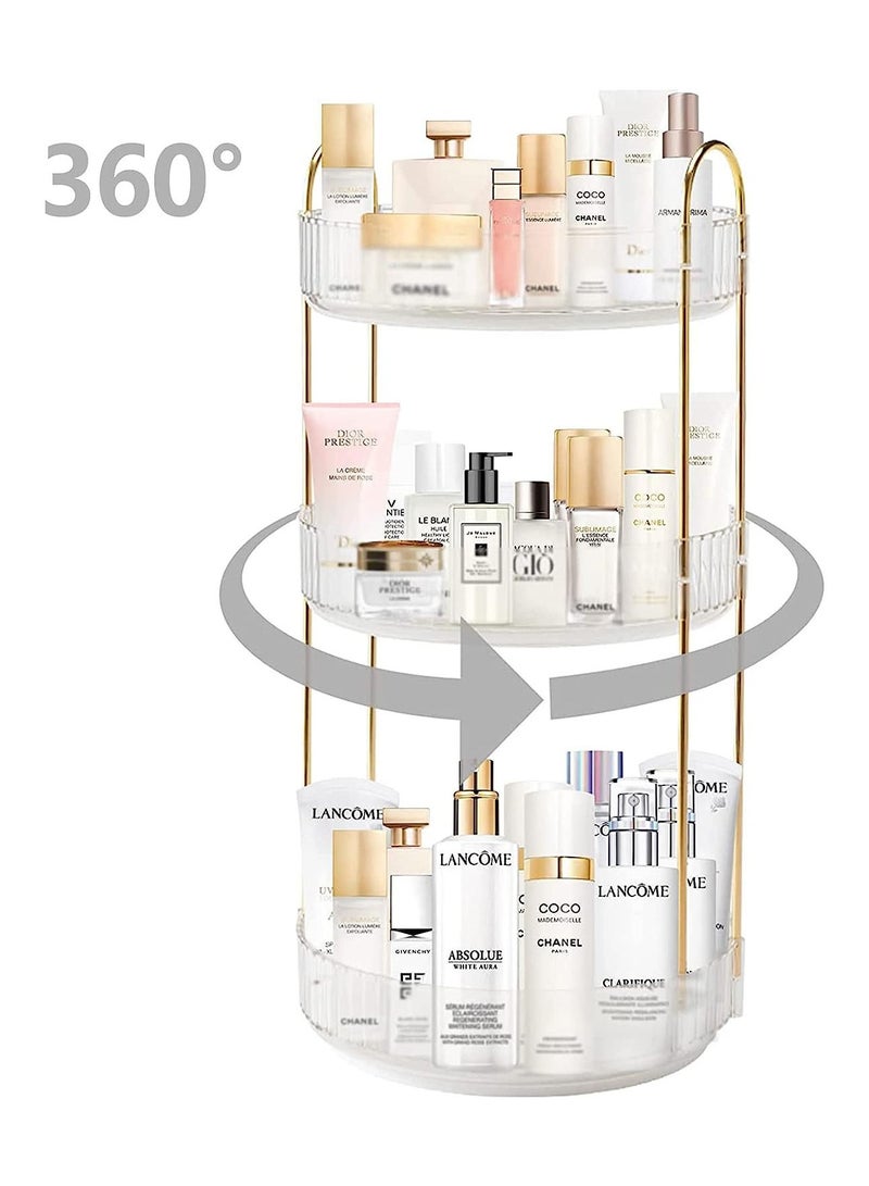 Sharpdo Rotating Makeup Organizer for Vanity 3 Tier,High Capacity Skincare Clear Make Up Storage Perfume Organizers Cosmetic Dresser Organizer Countertop 360 Spinning - Image 2