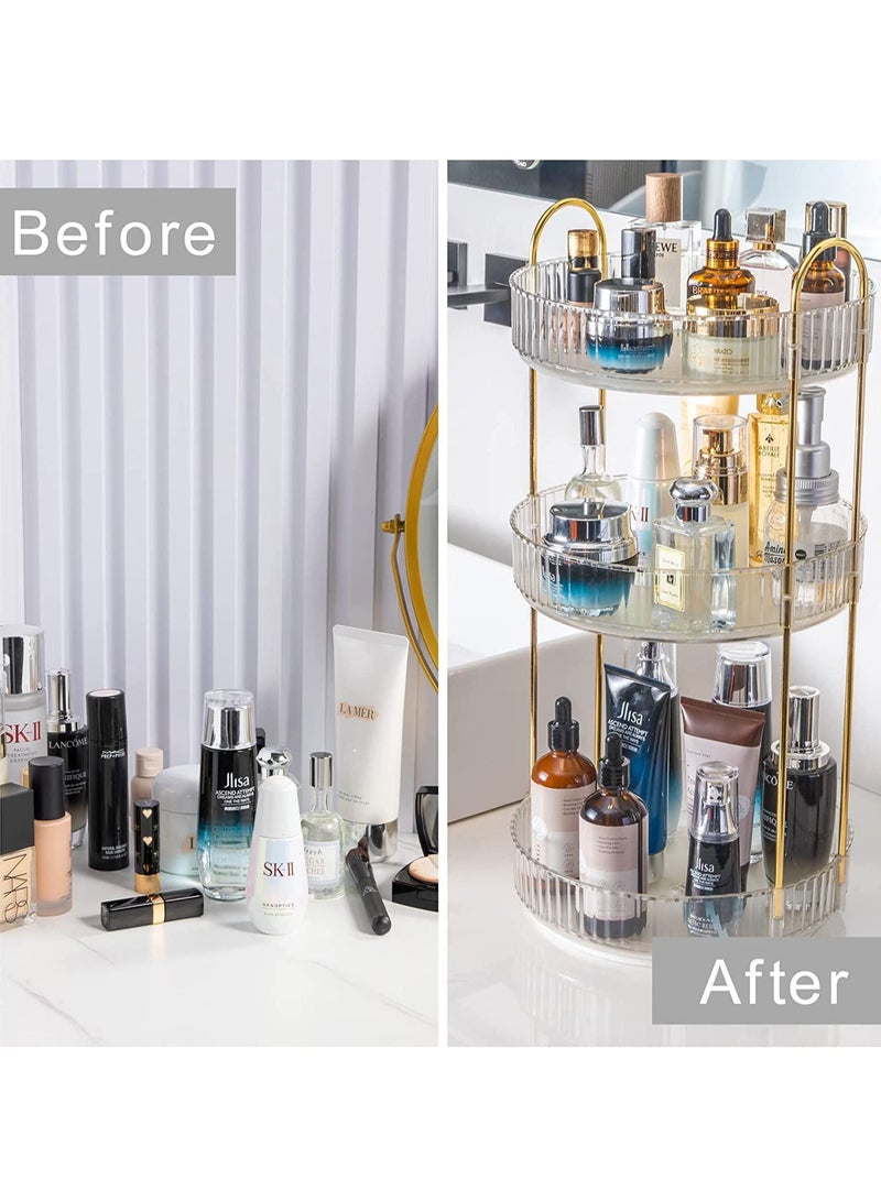 Sharpdo Rotating Makeup Organizer for Vanity 3 Tier,High Capacity Skincare Clear Make Up Storage Perfume Organizers Cosmetic Dresser Organizer Countertop 360 Spinning - Image 5