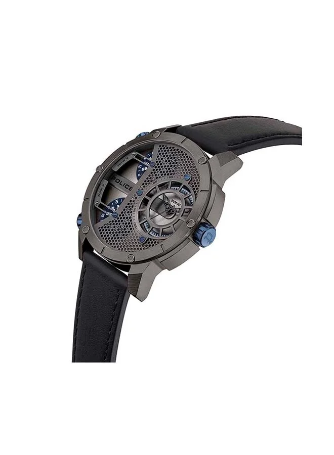 POLICE Police Vibe Grey Blue Dial Leather Strap Chronograph Watch for Men