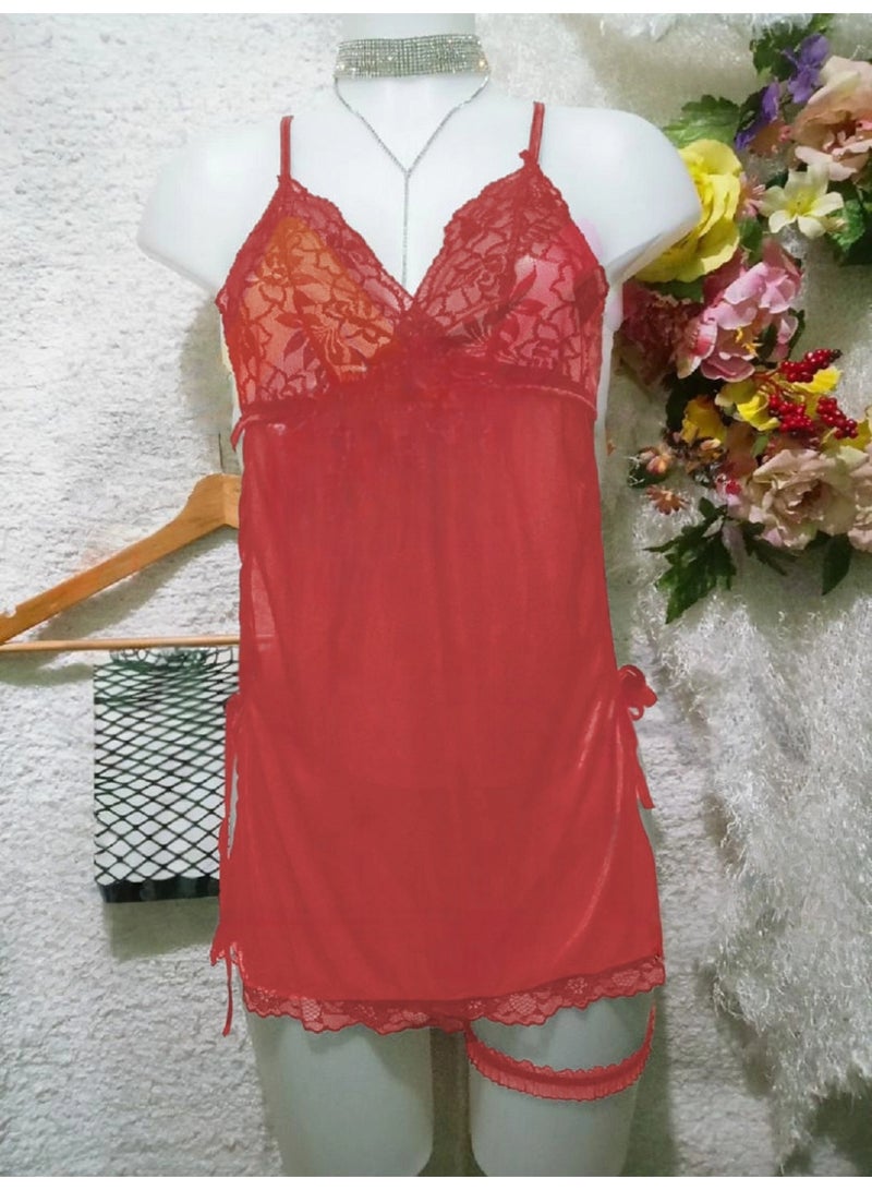 MANIKAN Women's dress Transparent Lingerie For Women  Lace Classical Deep-V Strappy Backless Teddy Babydoll - Image 4