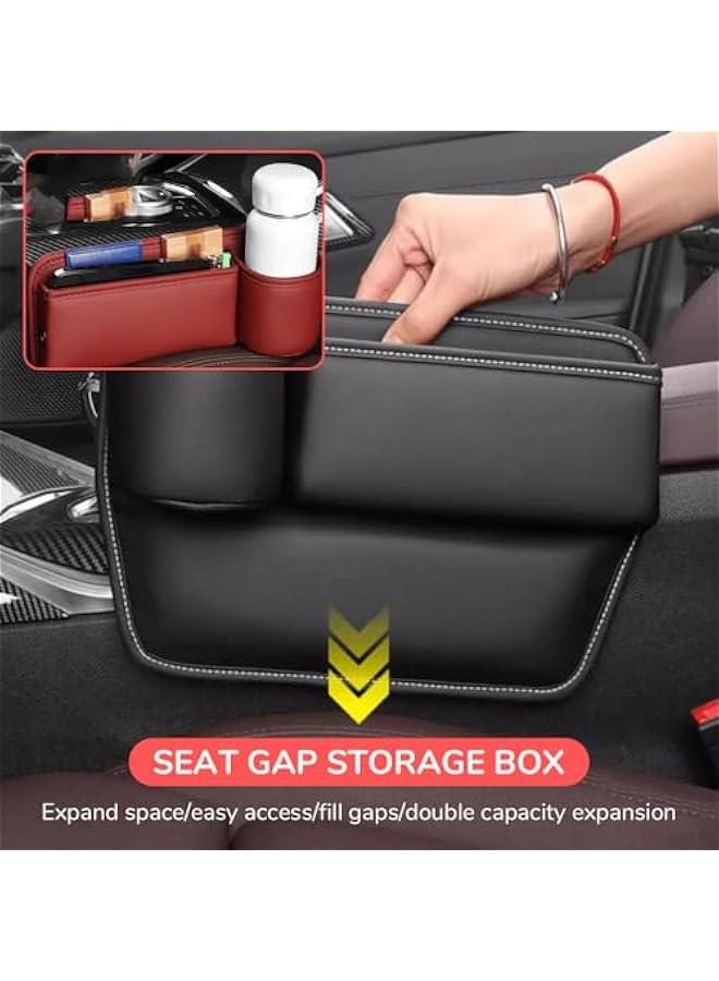 Car Leather Cup Holder Gap Bag,2025 Upgrade Car Gap Storage Box with Cup Holder,Seat Gap Storage Box Car Seat Gap Bag,Gap Filler Organizer for Glasses Phone Keys and Cards (Beige, Driver's Seat) - Image 3