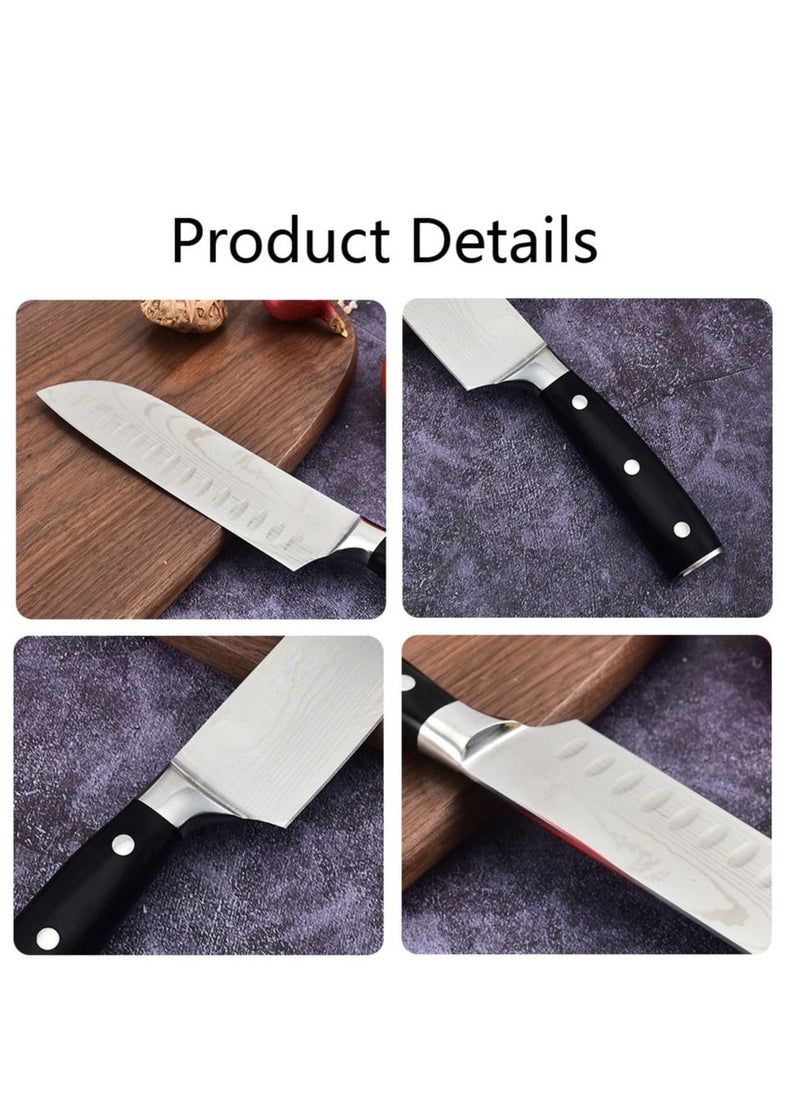 Astylway - Kitchen Knife Santoku Knife 7 inch High Carbon Stainless Steel 7Cr17Mov Chef Knife Super Sharp Multipurpose Chopping Knife for Meat Vegetable Fruit with Ergonomic Wood Handle Black - Image 1