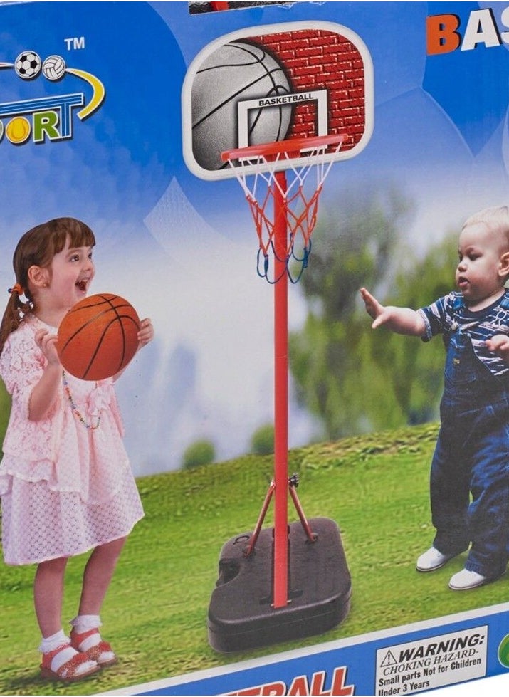 King Sport 166cm Kids Portable Adjustable Basketball Set Stand With Net Hoop Backboard Pump  - Image 1