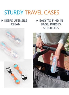 SYOSI Stainless Steel Fork Spoon with Travel Case Metal Cutlery for 1 2 3 4 Years Old Baby Boy Girl Round Handle for Lunch-Box 6 Pieces  - Image 4