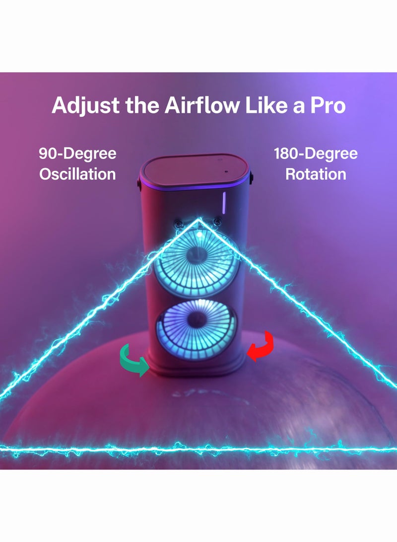 ميون مروحة ضبابية محمولة قابلة لإعادة الشحن، مكيف هواء شخصي، مبرد هواء تبخيري للغرفة، مراوح ضبابية محمولة لتبريد الهواء الخارجي تنفث هواءً باردًا للسفر والمزيد - Image 4