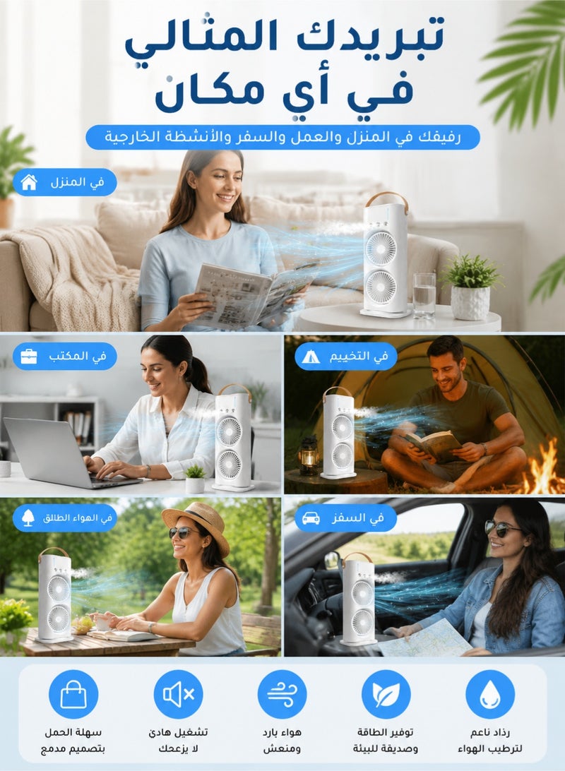 MYONE Misting Fan Portable Rechargeable Cooling Fan, Personal Air Conditioner, Evaporative Air Cooler for Room, Mister Fan Portable Outdoor Cooling Fans that Blow Cold Air for Travel & More - Image 3