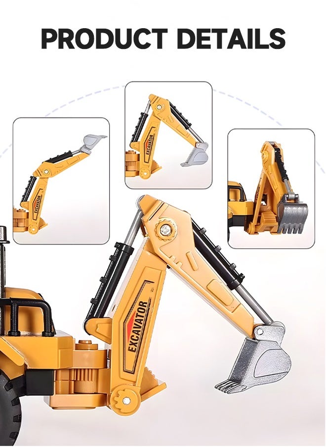 GROIC Diecast Backhoe Loader Toy, Excavator Bulldozer Car Heavy Duty Construction Vehicle Toys Digger Engineering Excavator Vehicle Gifts for Kids  - Image 2