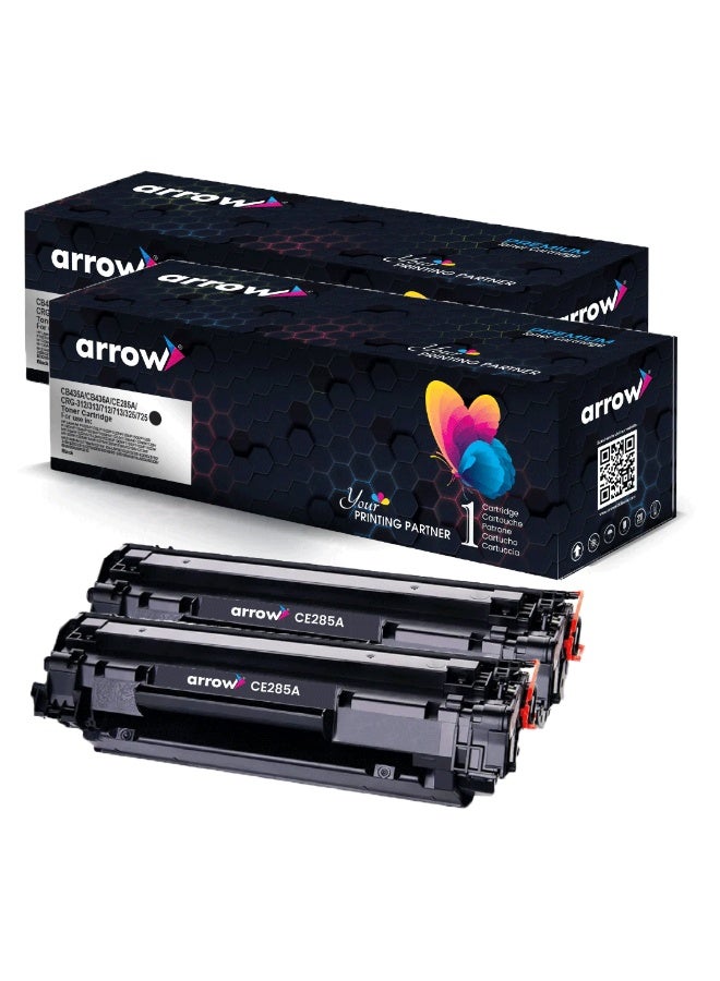 ARROW TONER CARTRIDGE 85A SET OF 2 PACK  - CE285A/CB435A/CB436A/CRG-312/313/712/713/325/725 Replacement For HP LaserJet P1005,P1006,Canon 3018,3010,3100,3150,HP LaserJet P1102,1102W,M1132,1212nf,1214nfw,1217nfw,HP LaserJet P1505,M1120,1120n,1522n,1522nf,Canon 3250,HP LaserJet P1566,1606,M1536,Canon-IC MF4140,4450(Black) - Image 1