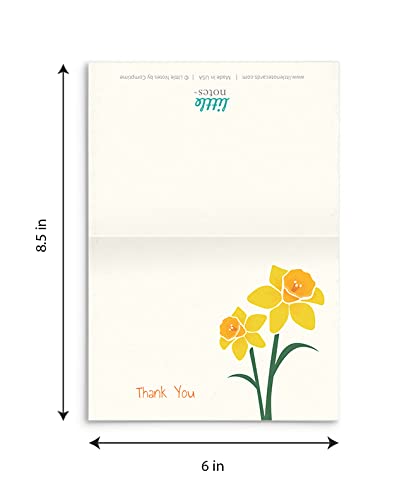 Little Notes by Comptime Daffodil Thank You Cards (24 Foldover Cards and Envelopes) - Image 3