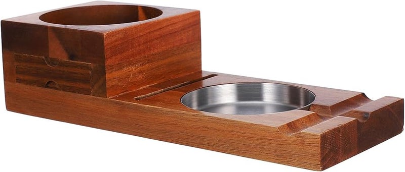 Wooden Cigar Ashtray with Whiskey Glass Holder for Home Bar Indoor Outdoor Use - Image 1