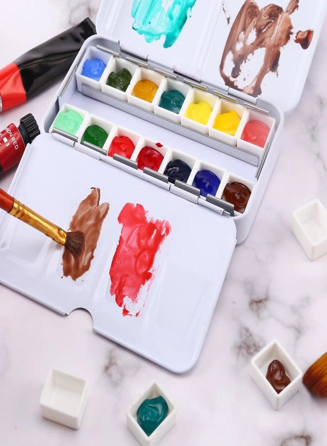 LOONENG Empty Watercolor Palette, Empty Watercolor Tin with Fold Out Palette, Small Colorful Watercolor Tray Palette with 14 Empty Half Pans for Plein Air Painting and Sketching - Image 5