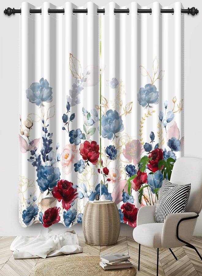 DASHAN Watercolor Floral Blackout Curtains for Bedroom 84 inch Length 2 Panels Set Blue Red Flowers Room Darkening Curtains for Living Room Thermal Insulated Curtains Grommet Window Drapes 52Wx84L - Image 5