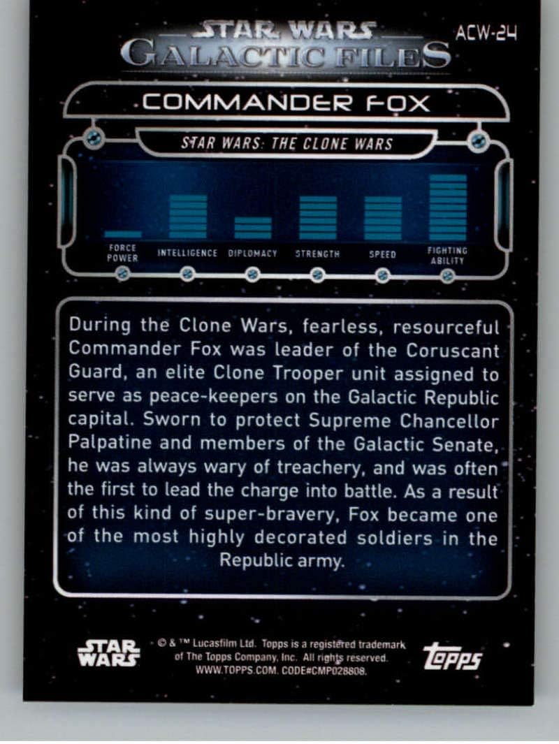 Topps Total 2018 Topps Star Wars Galactic Files #ACW-24 Commander Fox Clone Wars Official Movie Trading Card - Image 2