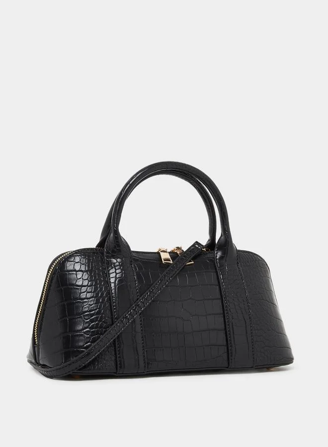 Styli Black Croc Textured Bowling Bag