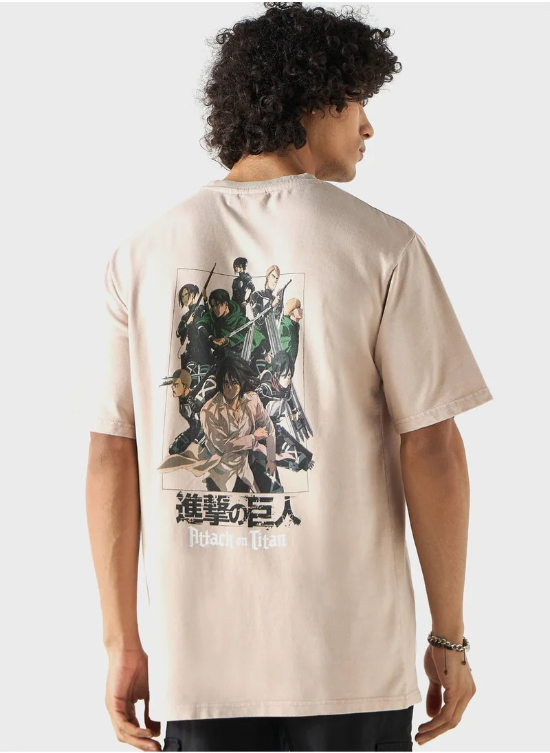 اس بي كاركترز Attack On Titan Crew Neck T-Shirt