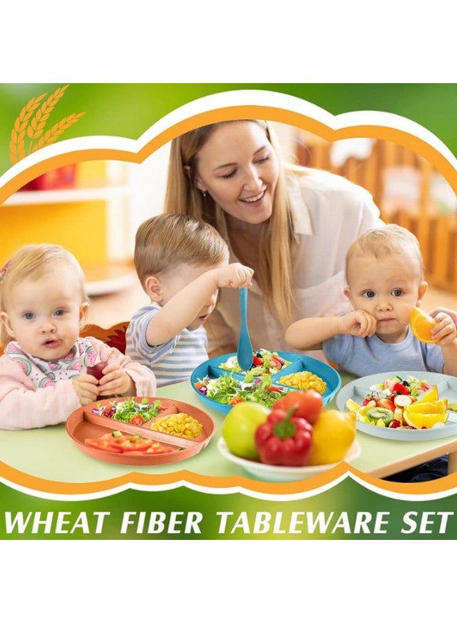 LRUUIDDE Unbreakable Divided Dinner Plate Set of 5, Wheat Straw Plates BPA Free 9 Inch, Portion Control Plate Healthy Eating & Bariatric Diet Divided Plates, Dinner Diet Plates for Kids - Image 4