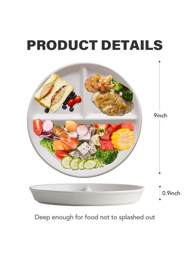 LRUUIDDE Unbreakable Divided Dinner Plate Set of 5, Wheat Straw Plates BPA Free 9 Inch, Portion Control Plate Healthy Eating & Bariatric Diet Divided Plates, Dinner Diet Plates for Kids - Image 5