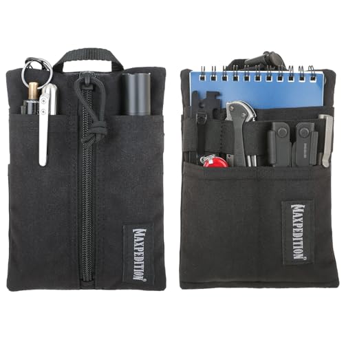 MAXPEDITION Platy Pocket Organizer 5” x 7” (Black) Durable EDC Tool Pouch for Men, Neck Wallet with Paracord Lanyard, Holds Flashlight, Multitool, Pen, Notebook, 0236B - Image 1