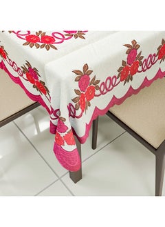 Kuber Industries Kuber Industries Cotton Floral Print Waterproof Attractive Dining Table Cover|Tablecloth for Home Decorative, 60x90 Inch (Cream Pink)  - Image 2