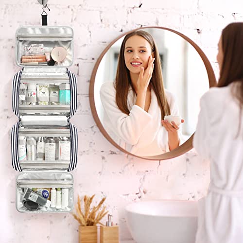 Bosidu Toiletry Bag for Women Large Capacity Hanging Travel Toiletry Organizer for Traveling Women with 4 Compartments & 1 Hanging Hook Travel Comestic Makeup Bag for Full Size Toiletries - Image 2