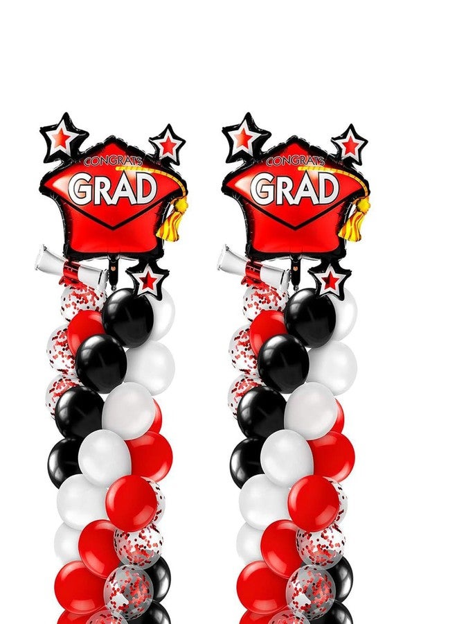 سوتشات بالون قبعة التخرج من سوتشات، بالونات مايلر على شكل قبعة تخرج، لوازم تزيين حفلات التخرج قطعتان (أحمر) - Image 5