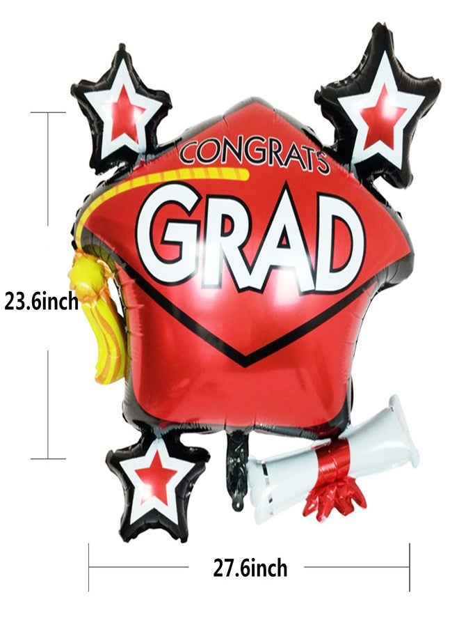 سوتشات بالون قبعة التخرج من سوتشات، بالونات مايلر على شكل قبعة تخرج، لوازم تزيين حفلات التخرج قطعتان (أحمر) - Image 3