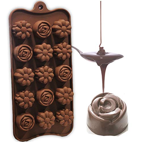 Clazkit Silicone Chocolate Moulds |Heart & Flower Shape Candy Molds for Chocolate, Jelly, Gummies | Flexible, Non-Stick, Reusable Baking Trays | Mini Silicone Molds for DIY Sweets - Image 1