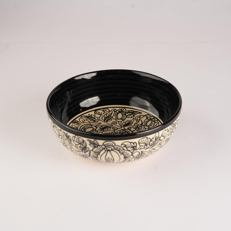 Caffeine Ceramic Handmade Black Perru Serving Bowl (Medium) 7.5" - Image 3