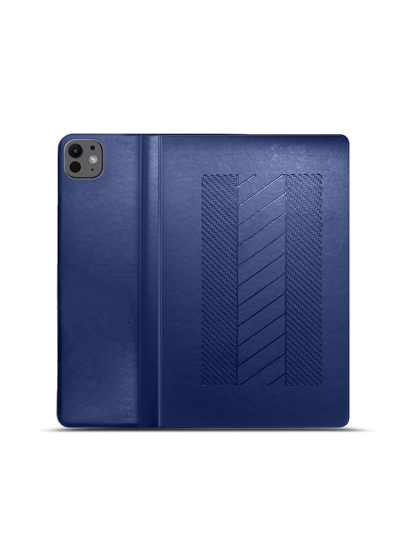BYTER Apple iPad Pro 11 5G 2024 (5th Generation M4) 11 Inch / Apple iPad Pro 11-inch (M5) 2025 Classic PU Leather Trifold Stand Flip Case Cover - Navy Blue - Image 3